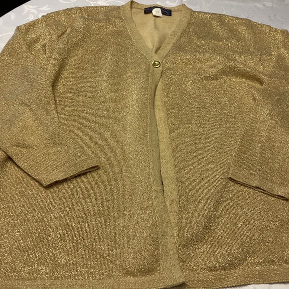 MAGGIE MC NAUGHTEN. Gold Metallic Women's Sweater size2x - Picture 7 of 10